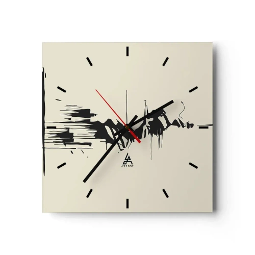 Relógio de parede - Relógio em vidro - Abstração apressada - 30x30 cm
