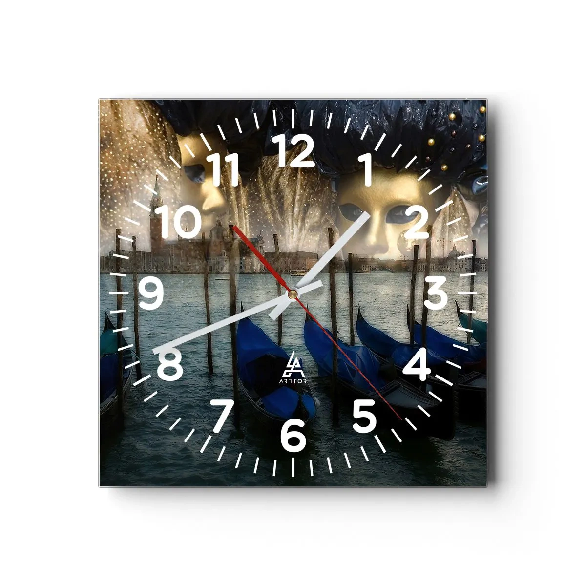 Relógio de parede - Relógio em vidro - Hora do Carnaval - 40x40 cm