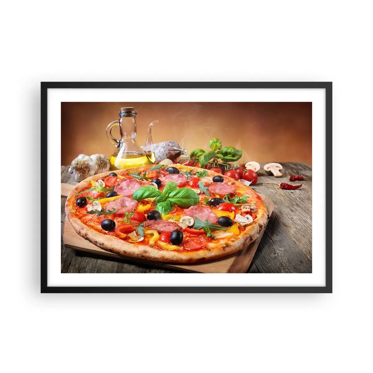 Pôster com moldura preta - Com um sabor verdadeiramente italiano - 70x50 cm