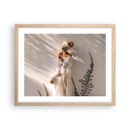 Pôster com moldura de carvalho claro - O sol e a garota - 50x40 cm