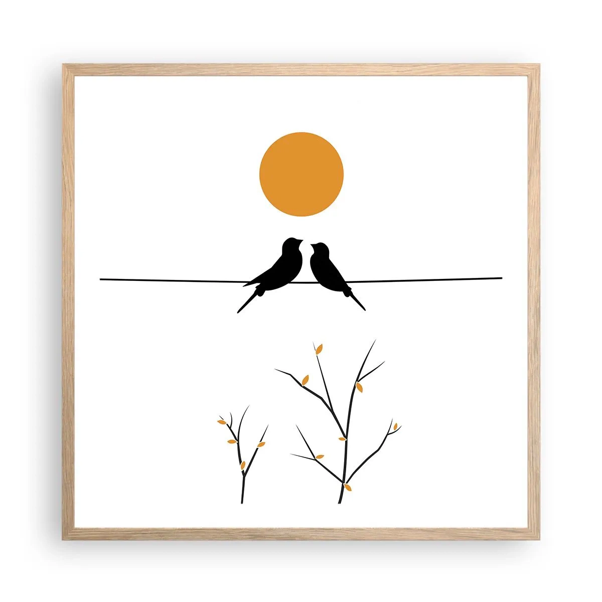 Pôster com moldura de carvalho claro - A noite dos rouxinóis - 60x60 cm