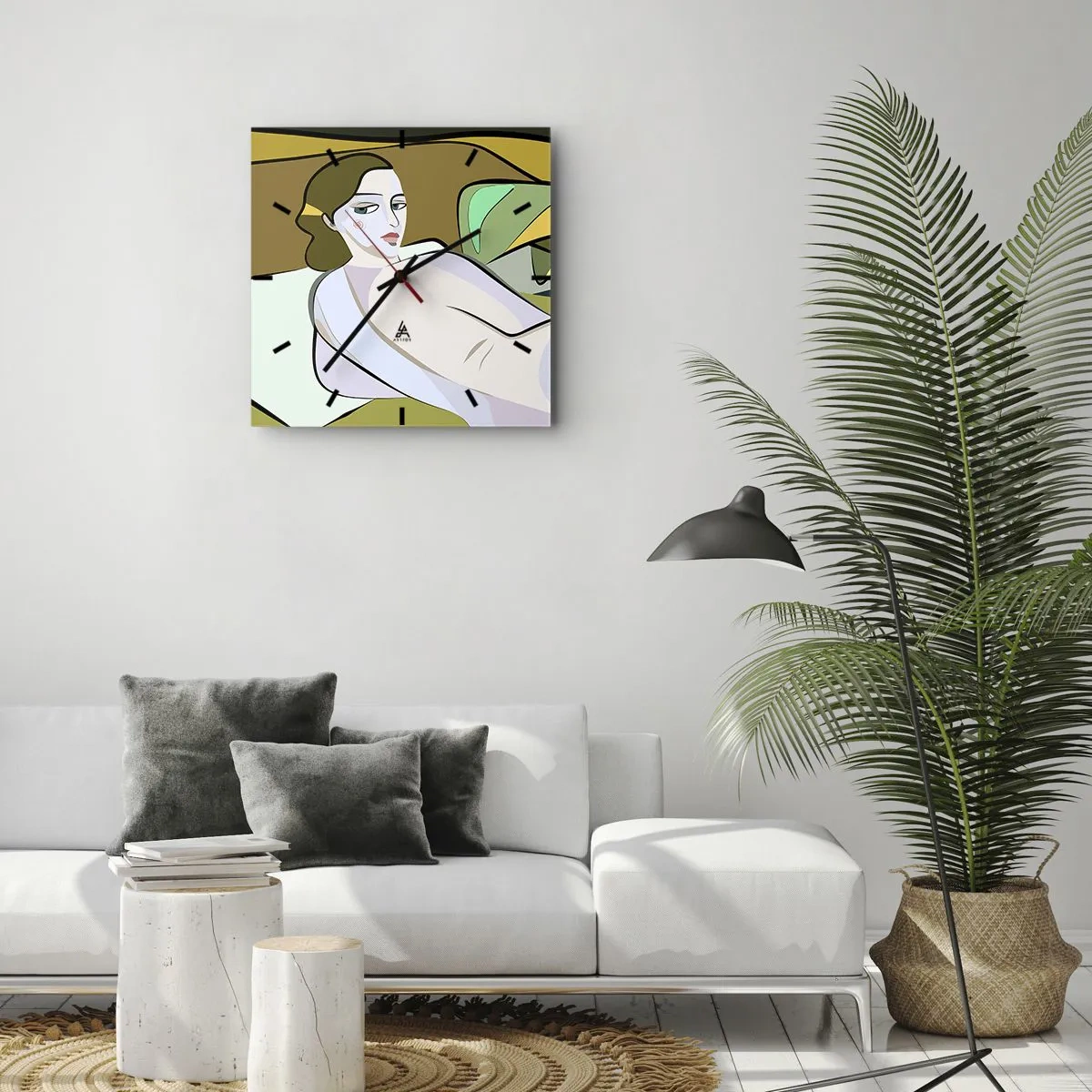 Relógio de parede - Relógio em vidro - Retrato íntimo - 30x30 cm