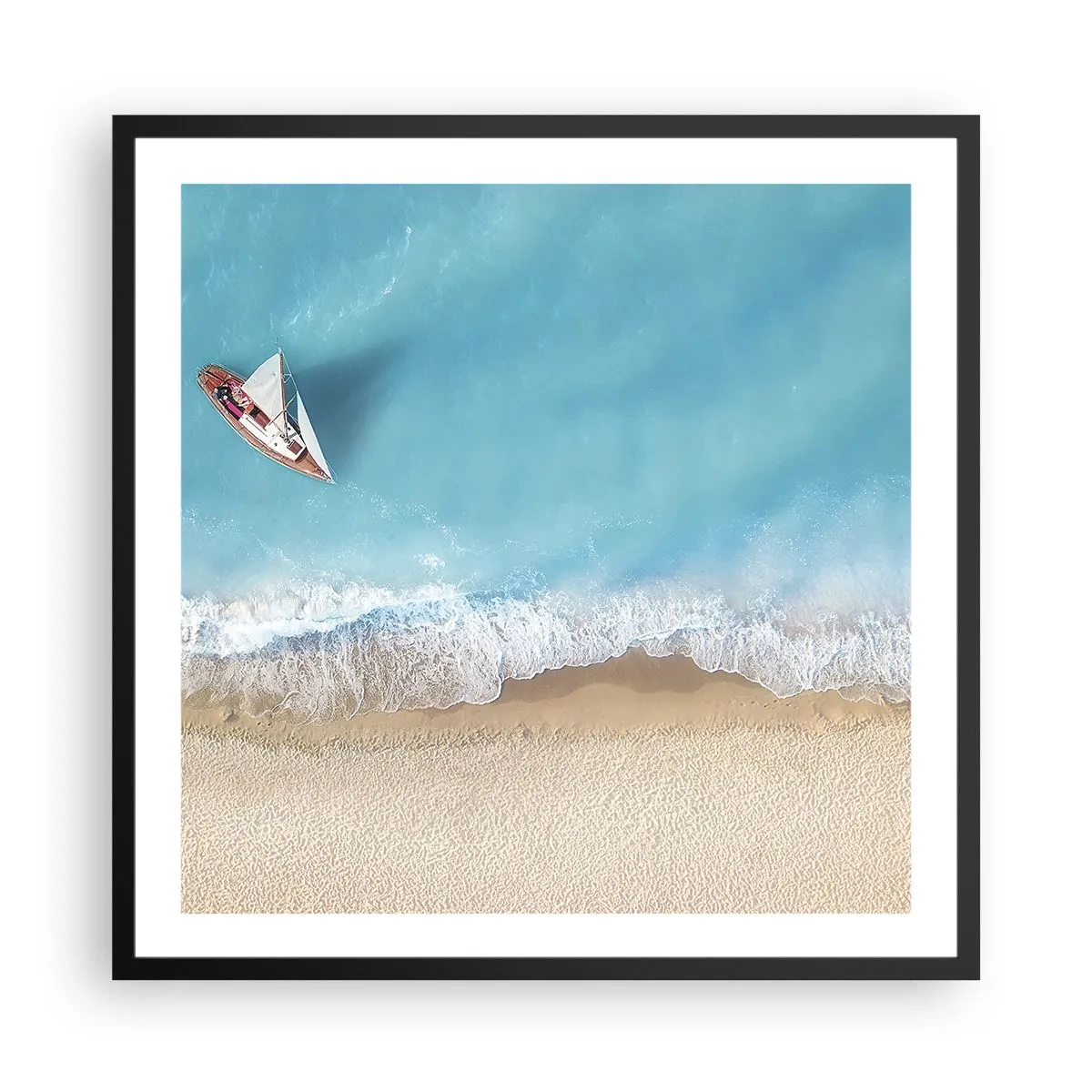 Pôster com moldura preta - No limite do azul e do ouro - 60x60 cm