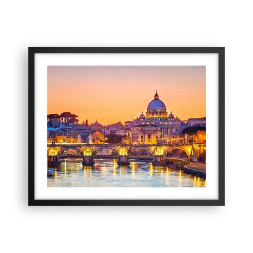 Pôster com moldura preta - Crepúsculo sobre a Cidade Eterna - 50x40 cm