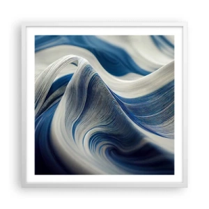 Pôster em moldura branca - A fluidez do azul e do branco - 60x60 cm