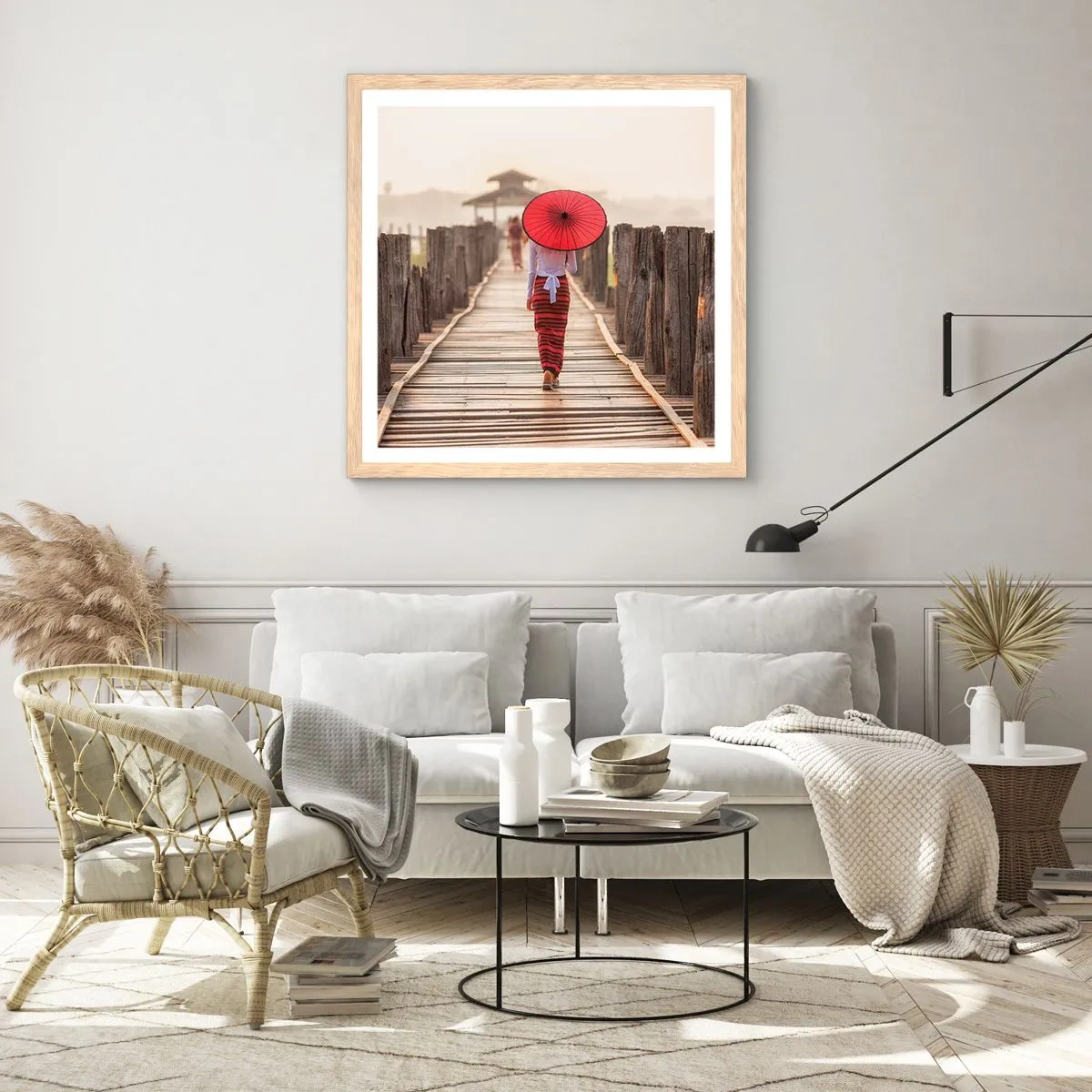 Pôster com moldura de carvalho claro - Na ponte velha - 60x60 cm