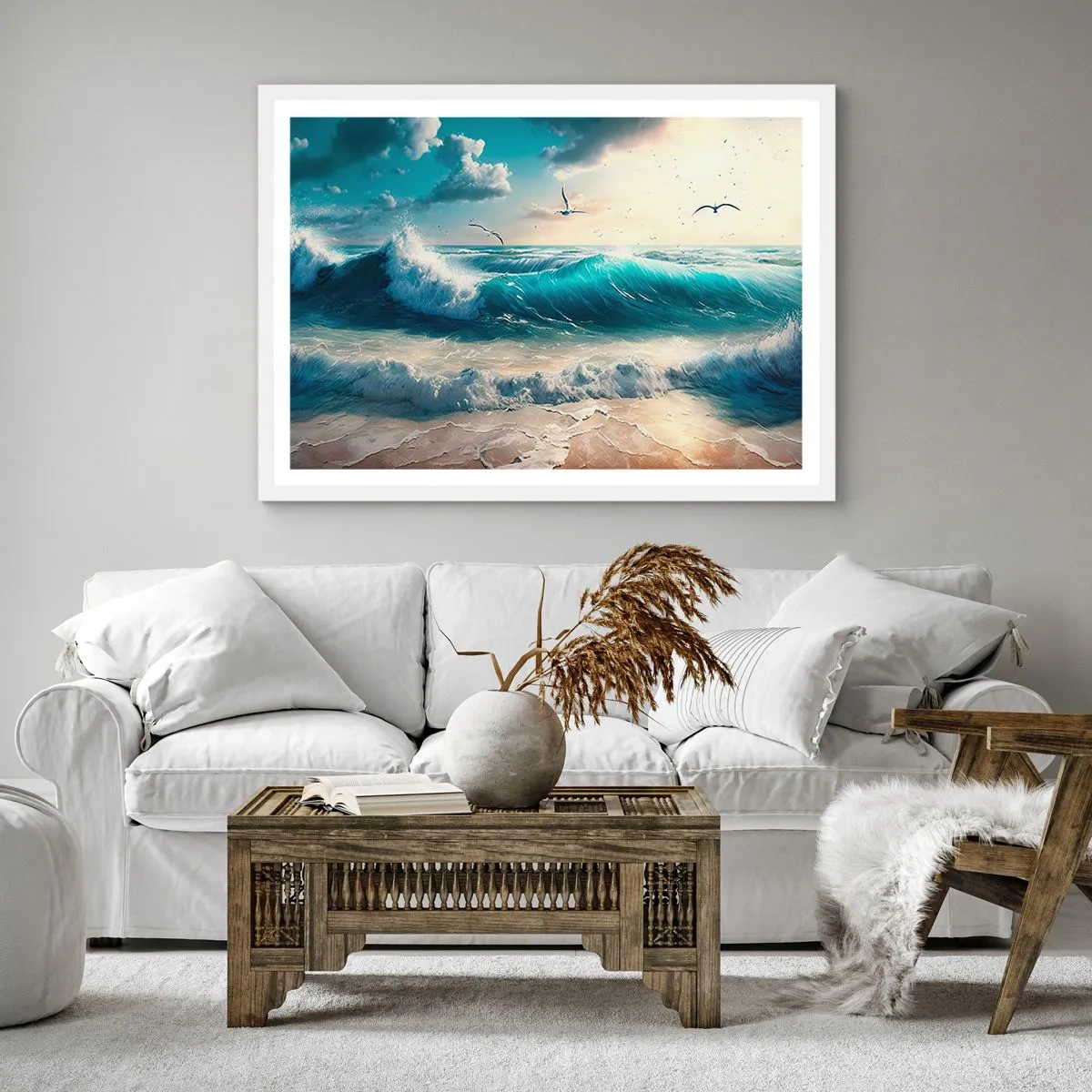 Pôster em moldura branca - Cantarola apenas para si - 40x40 cm