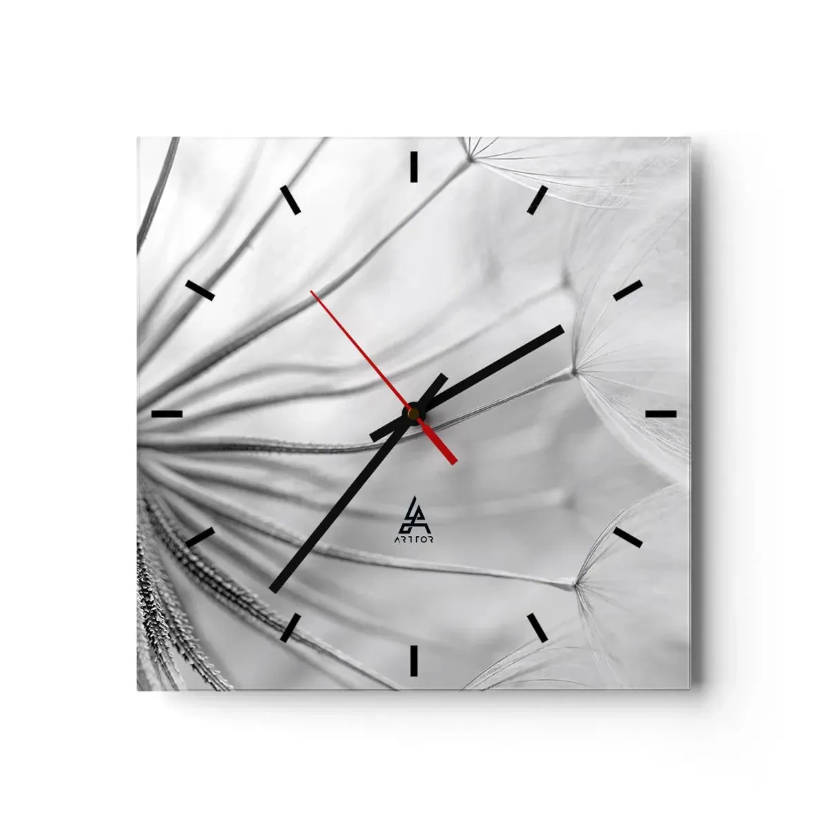Relógio de parede - Relógio em vidro - Dentes de leão, pipas - 40x40 cm