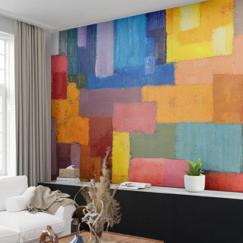 Papel de Parede Standard Eco - Cada um diferente, todos coloridos - Abstração, Pedaço, Padrão Moderno - 450x315 cm
