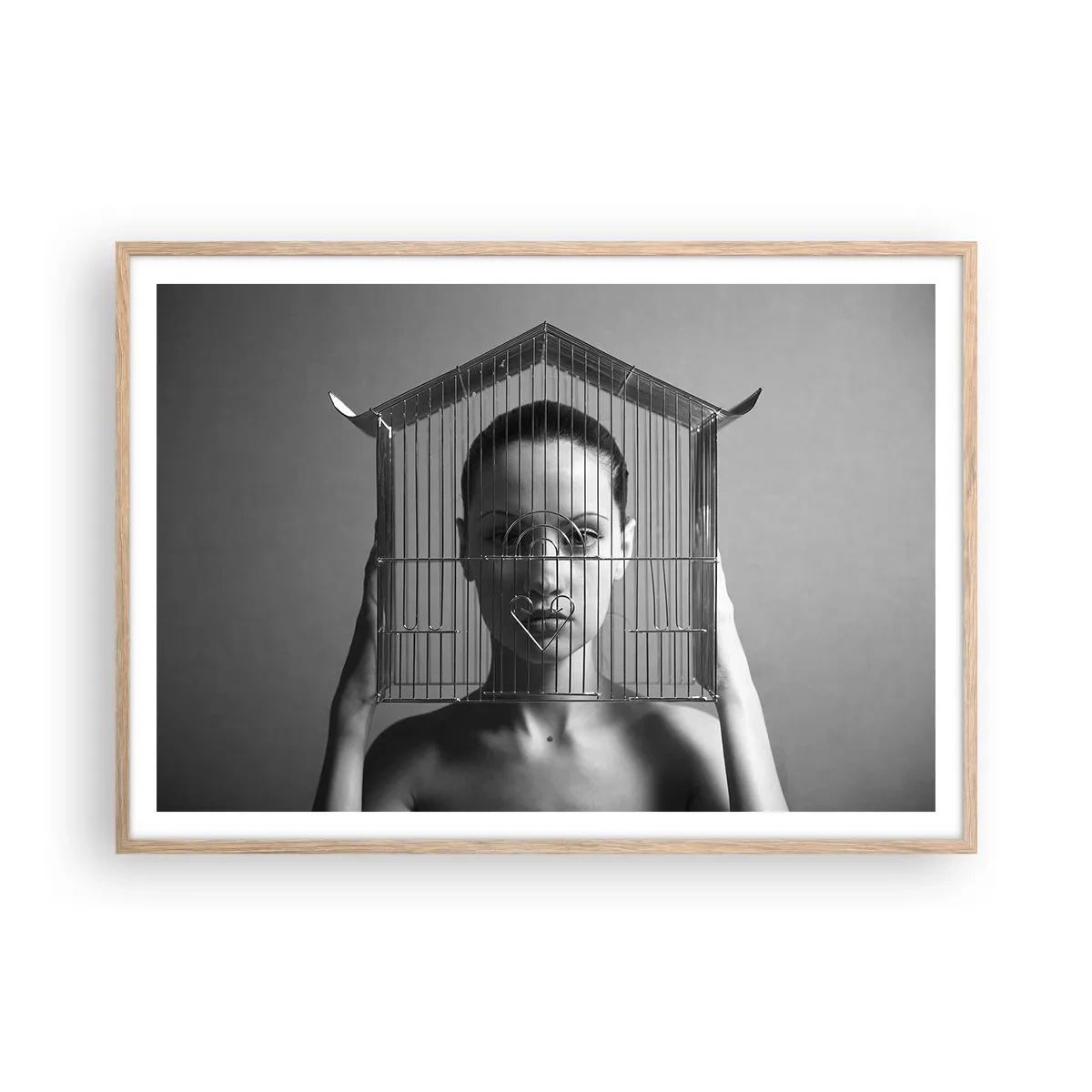 Pôster com moldura de carvalho claro - Retrato um pouco surreal - 100x70 cm