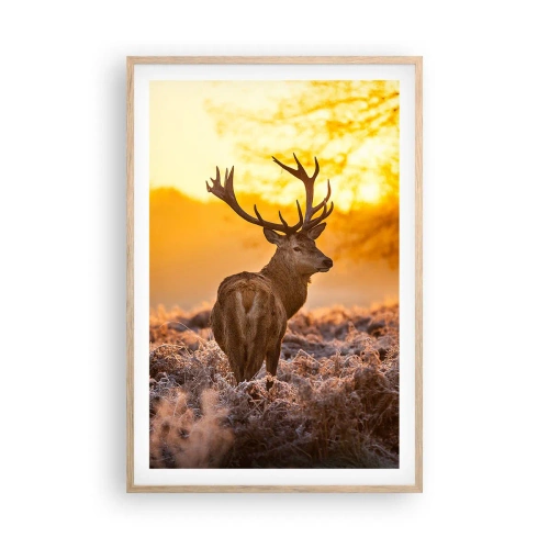 Pôster com moldura de carvalho claro - Rei da floresta de outono - 61x91 cm