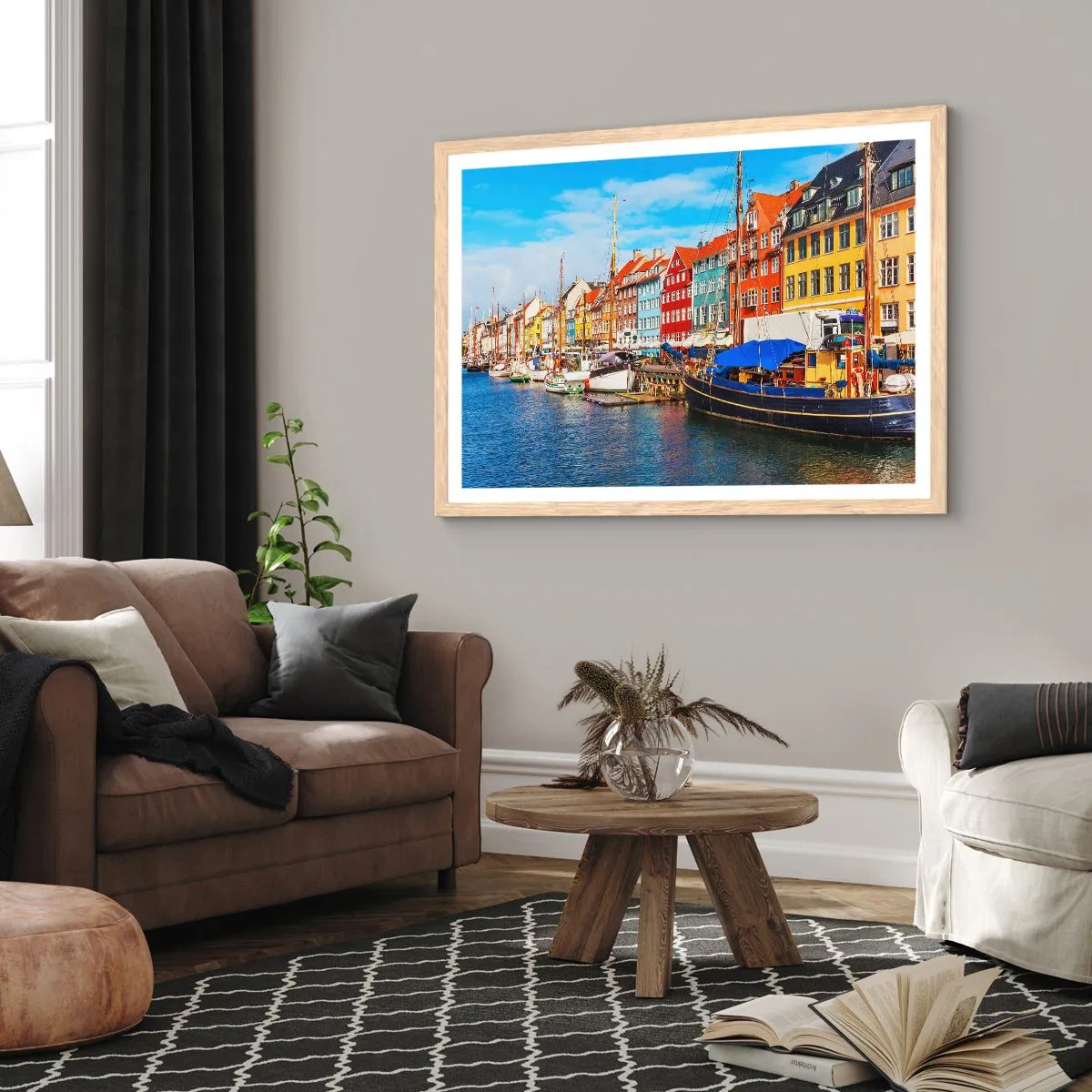 Pôster com moldura de carvalho claro - Orla alegre  - 91x61 cm