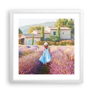 Pôster em moldura branca - Menina Lavanda - 40x40 cm
