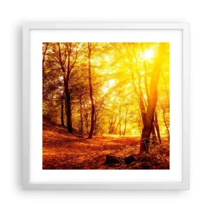 Pôster em moldura branca - Rumo à clareira dourada - 40x40 cm