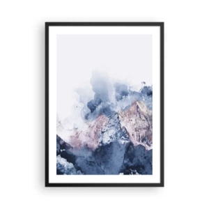 Pôster com moldura preta - Montanhas abstratas em tons de azul - 50x70cm - Estes são os verdadeiros picos! - Decoração de parede moderna para a sala de estar e quarto ARTTOR