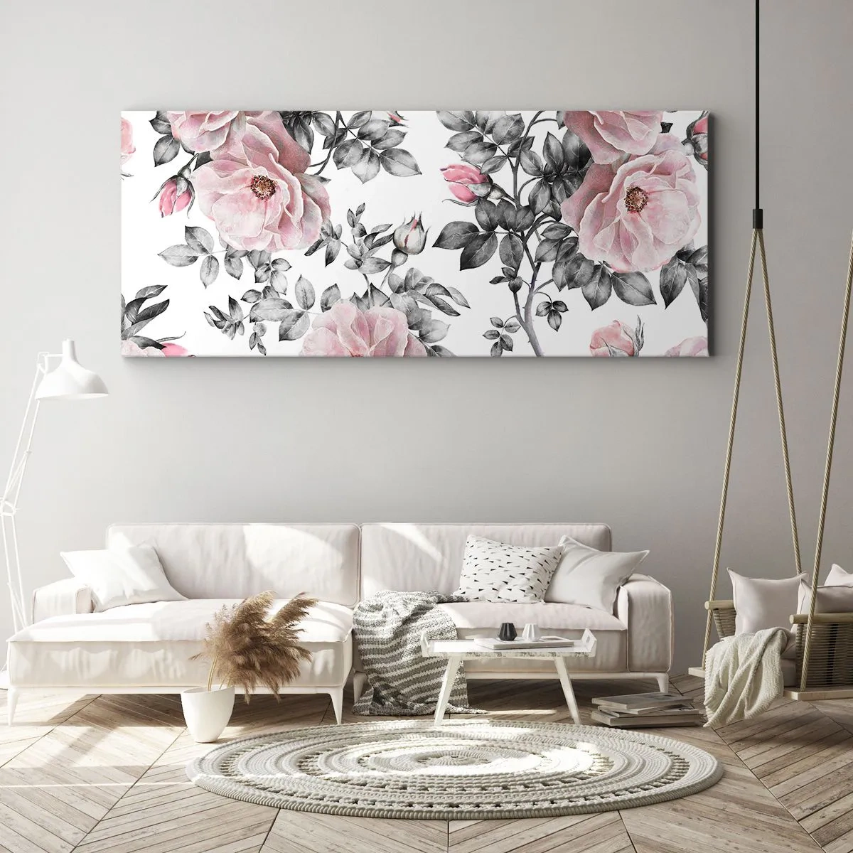 Quadro em tela - Perder-se nas rosas - 140x50 cm