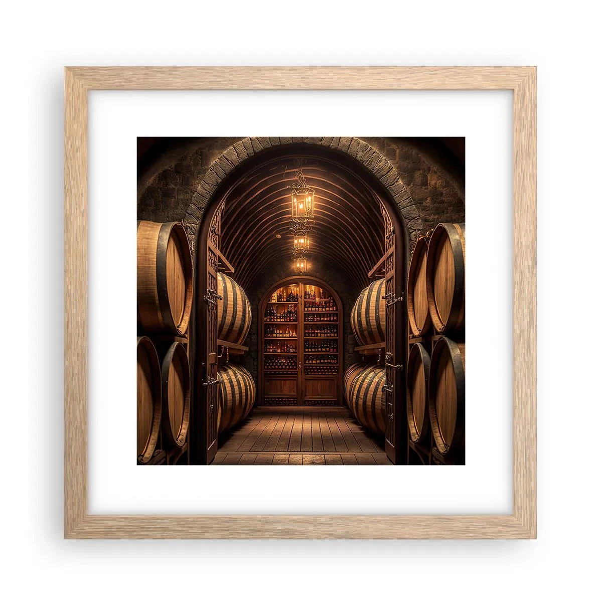 Pôster com moldura de carvalho claro - Porão atmosférico - 30x30 cm