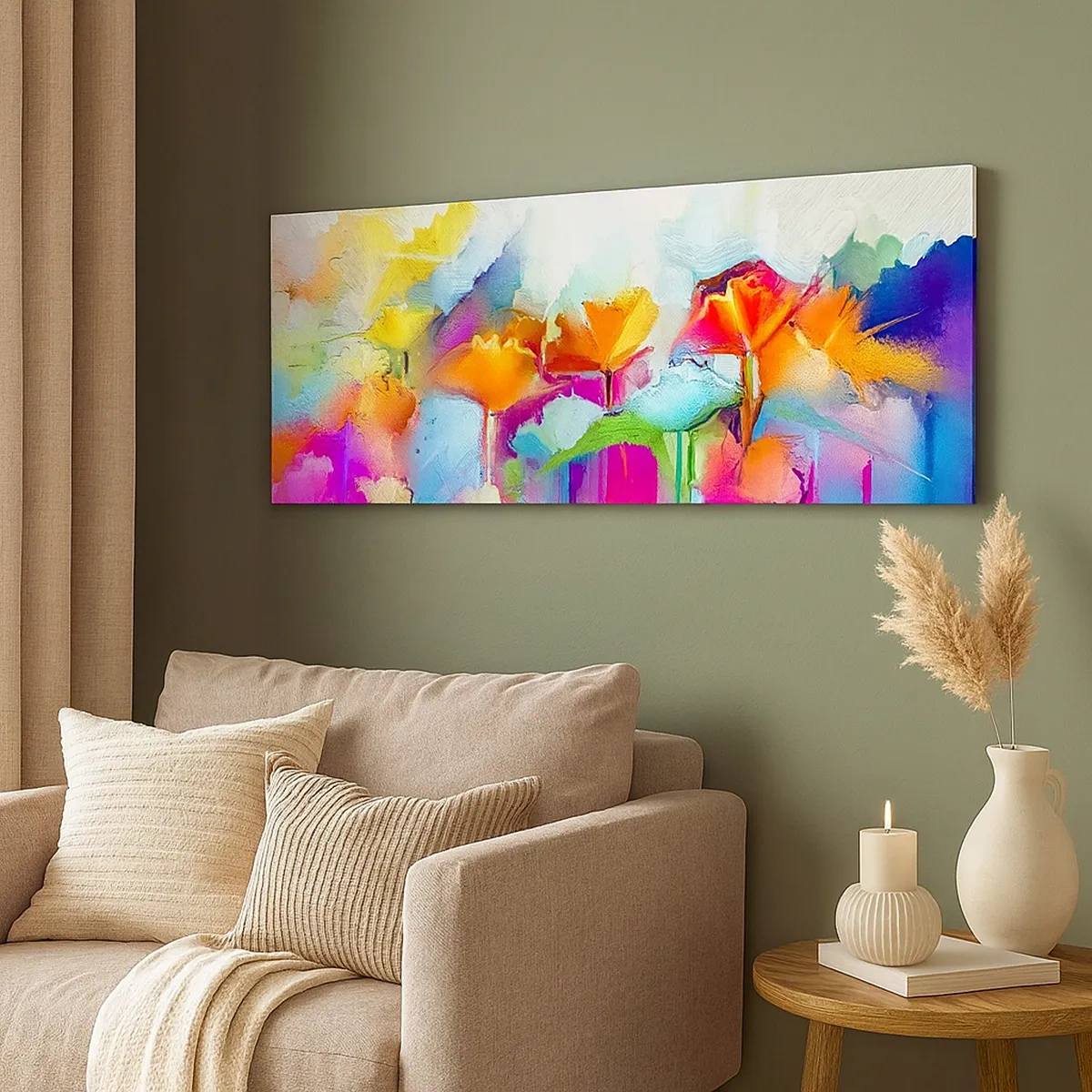 Quadro em tela - O arco-íris floresceu - 30x30 cm