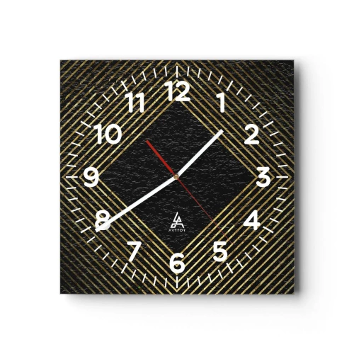 Relógio de parede - Relógio em vidro - Geometria em estilo glamoroso - 30x30 cm