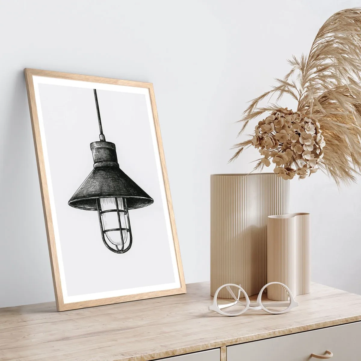 Pôster com moldura de carvalho claro - Como antigamente… - 70x100 cm