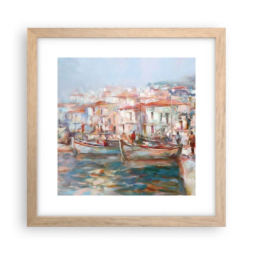 Pôster com moldura de carvalho claro - Férias em pastel - 30x30 cm