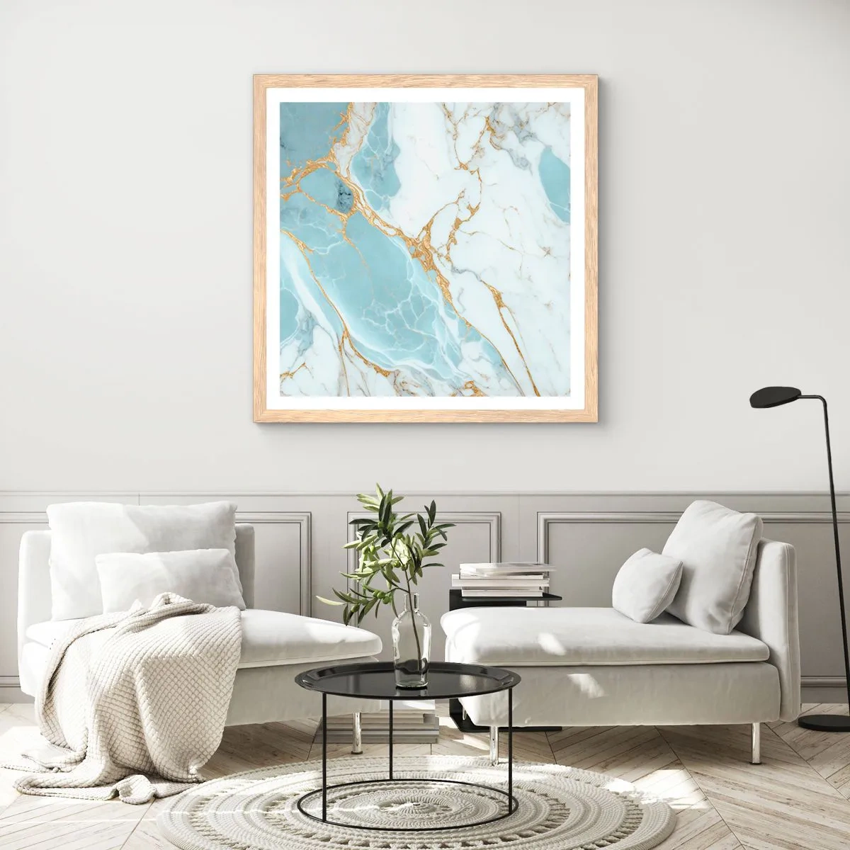 Pôster com moldura de carvalho claro - Riqueza de pedra - 30x30 cm