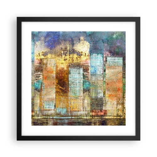 Pôster com moldura preta - Uma metrópole ensolarada - 40x40 cm
