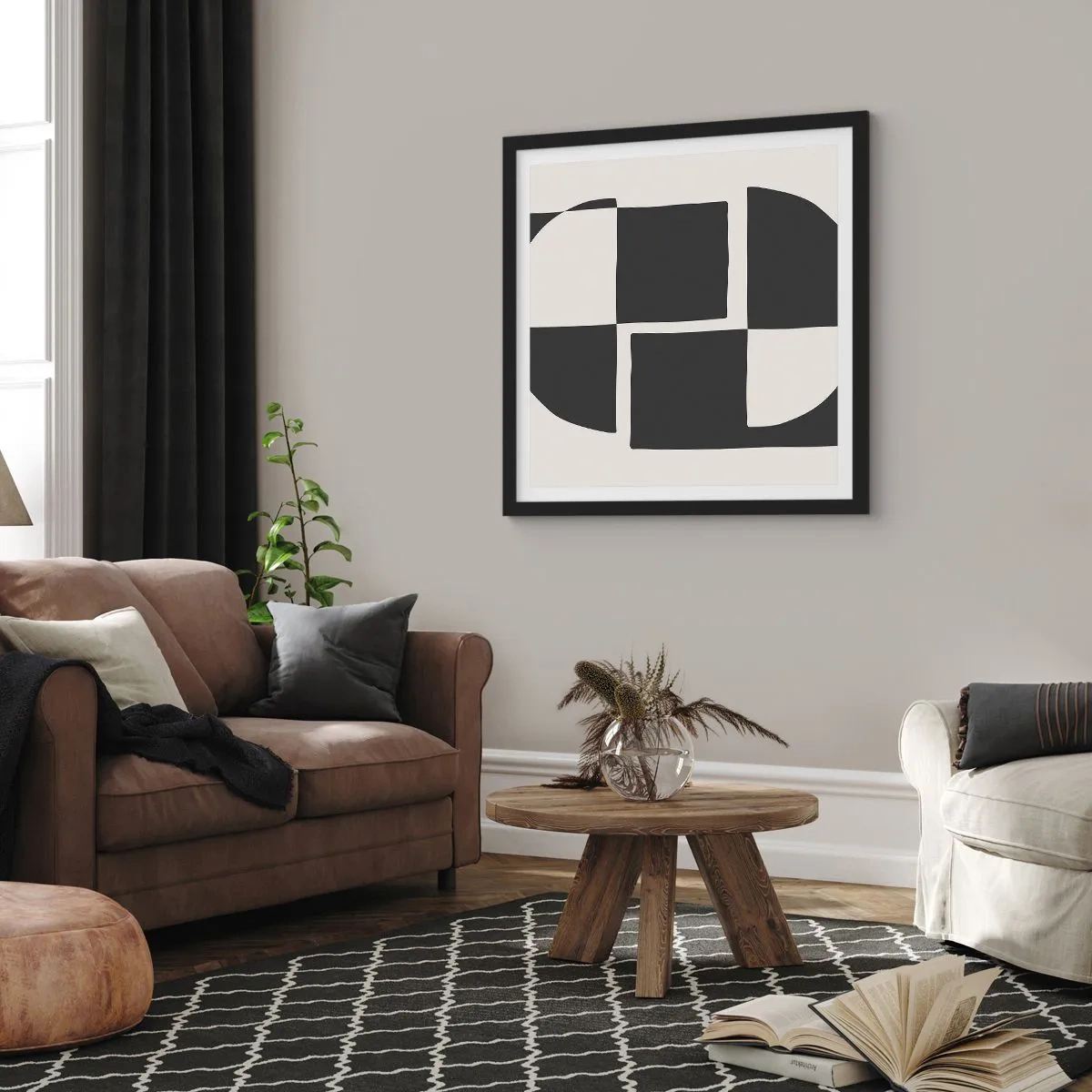 Pôster com moldura preta - Antítese – síntese - 60x60 cm