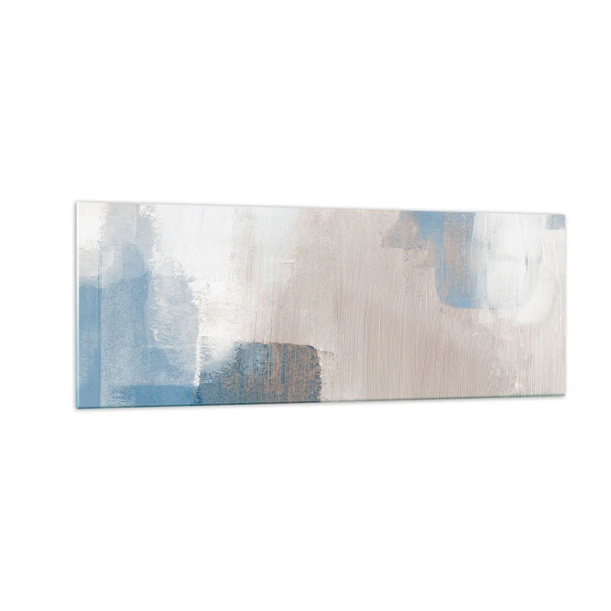 Quadro em vidro - Abstração rosa atrás da cortina azul - 140x50 cm
