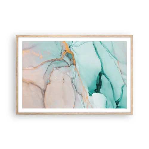 Pôster com moldura de carvalho claro - Dança das formas e cores - 91x61 cm