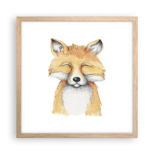 Pôster com moldura de carvalho claro - Humor de raposa - 40x40 cm