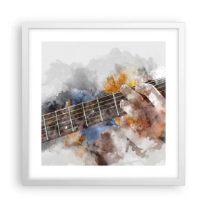 Pôster em moldura branca - Poesia entre as cordas - 40x40 cm