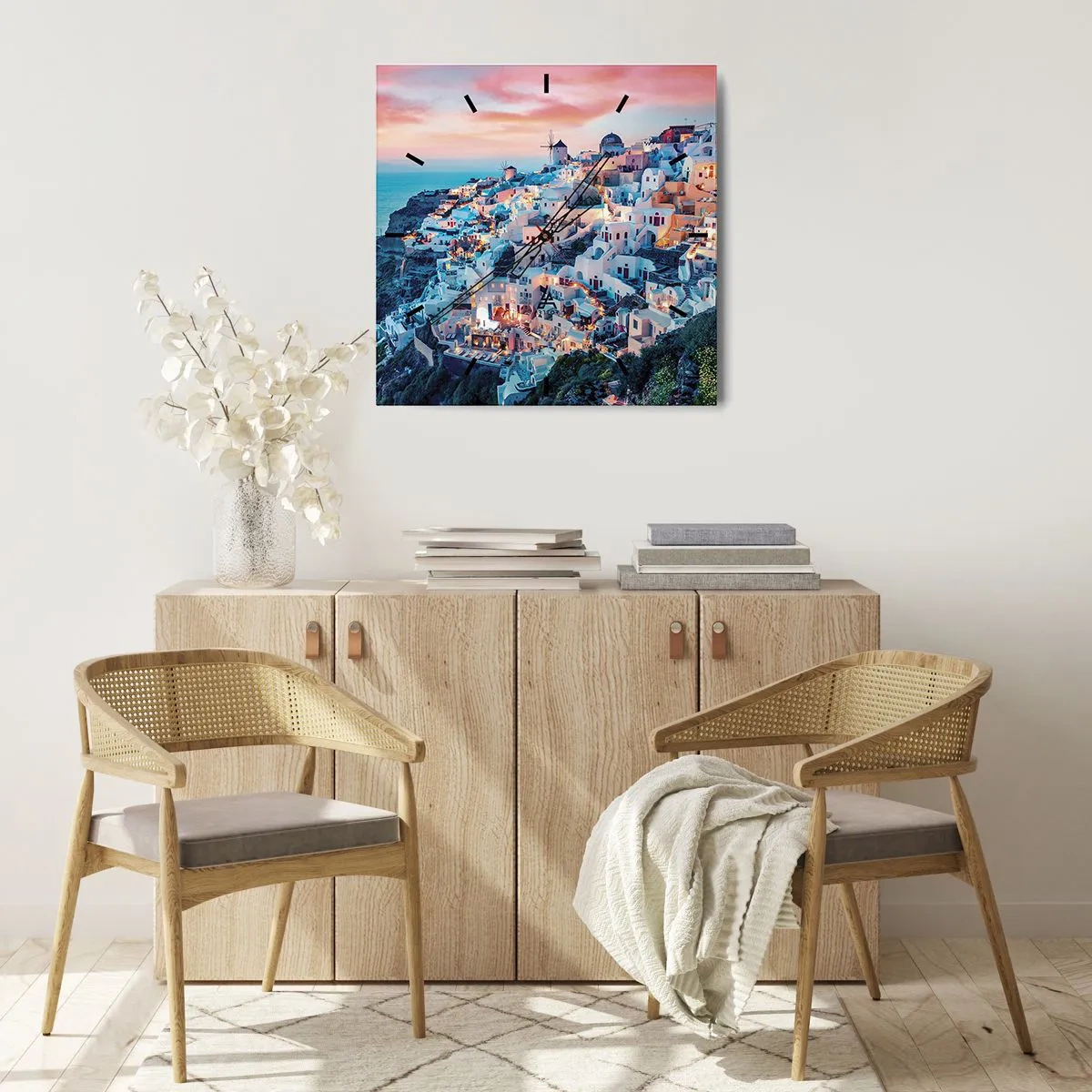 Relógio de parede - Relógio em vidro - As suas grandes férias gregas - 40x40 cm