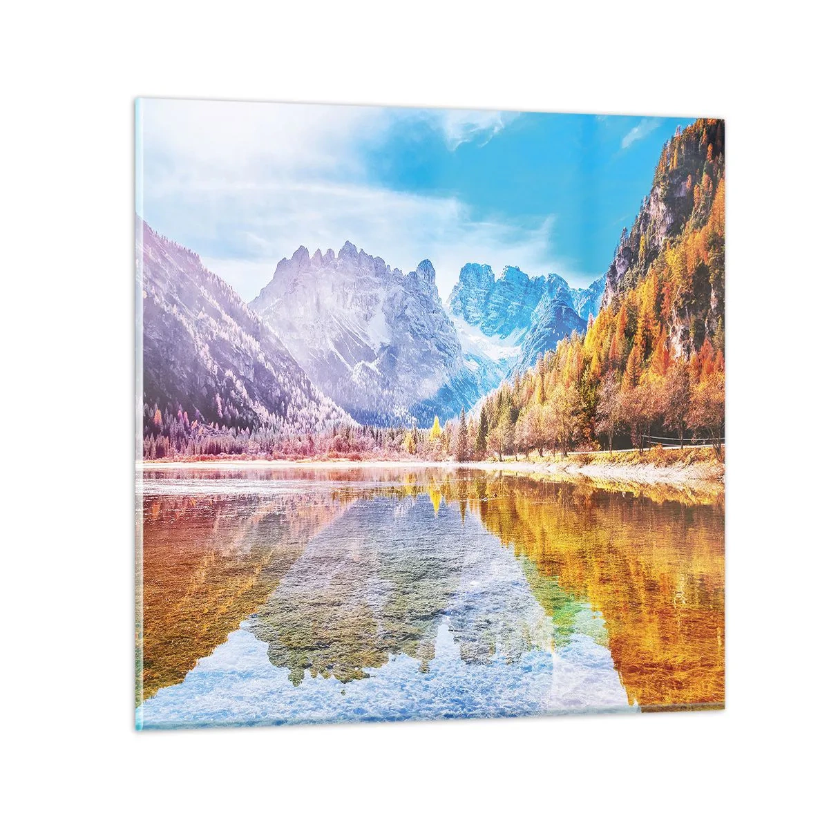 Quadro em vidro - E nas montanhas é outono - 60x60 cm