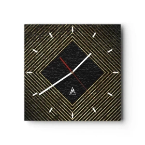 Relógio de parede - Relógio em vidro - Geometria em estilo glamoroso - 30x30 cm