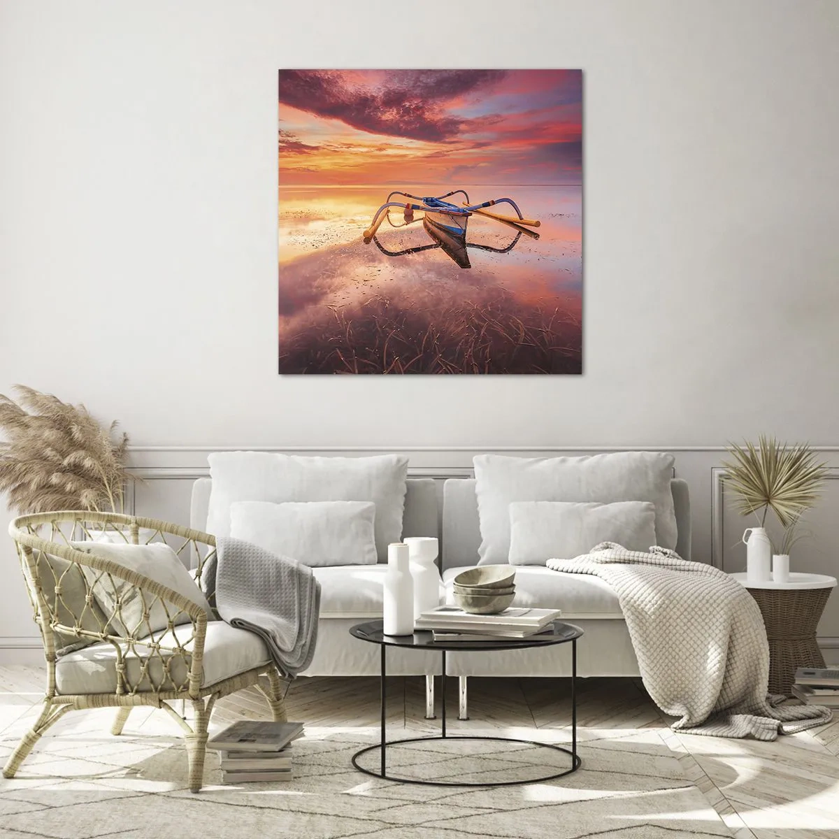 Quadro em vidro - A calma de uma noite tropical - 60x60 cm