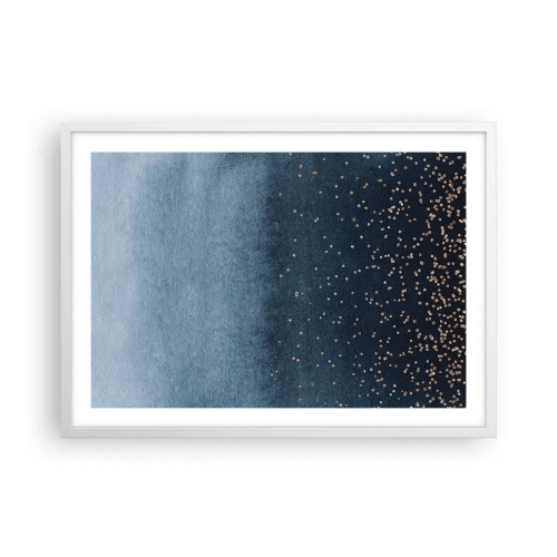 Pôster em moldura branca - Composição – fases azuis - 70x50 cm