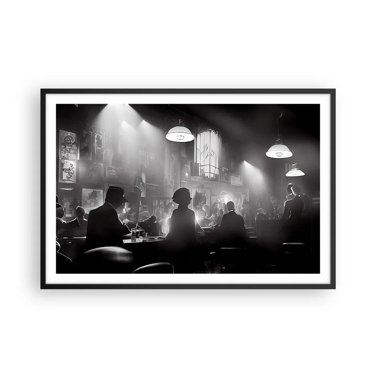 Pôster com moldura preta - Em uma atmosfera de jazz - 91x61 cm