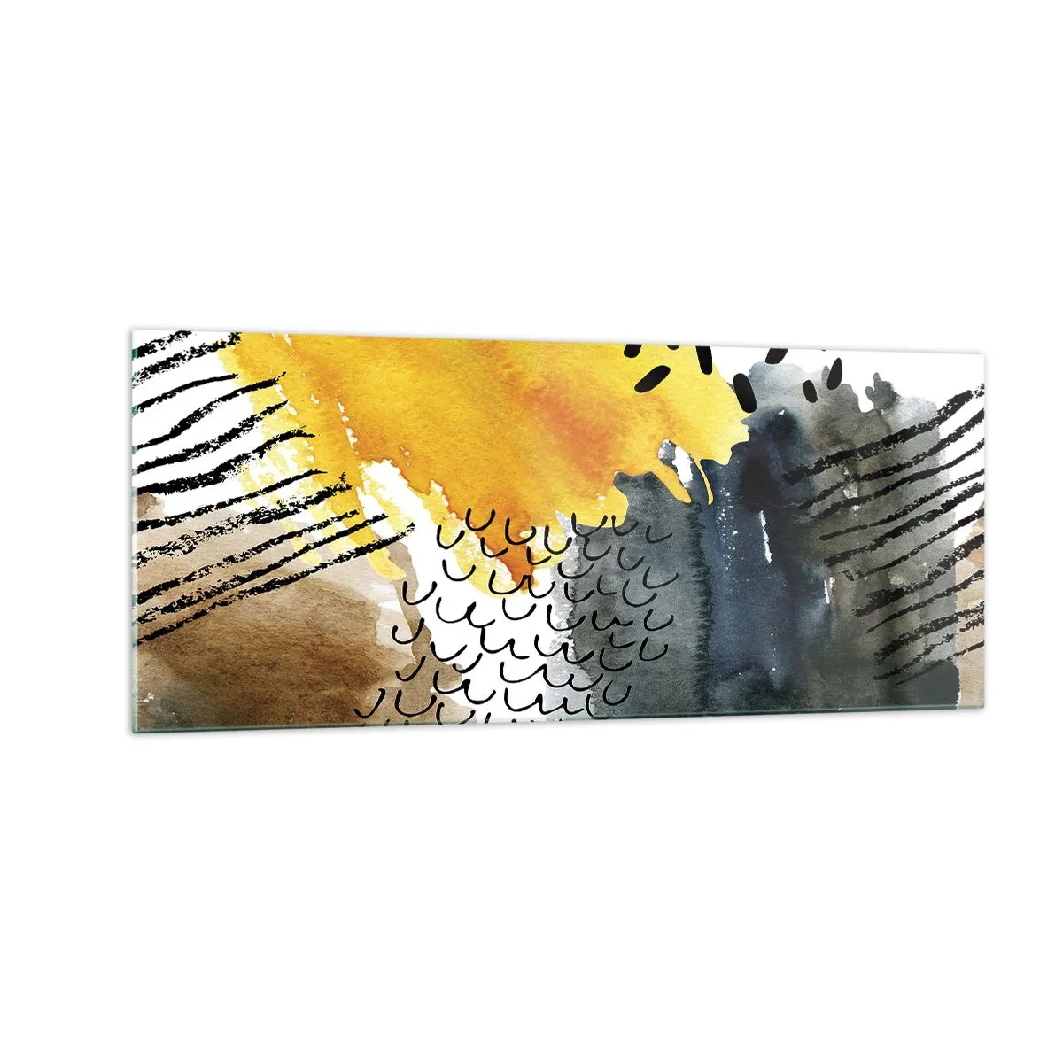 Quadro em vidro - Reunião dos elementos da natureza - 100x40 cm
