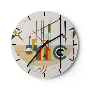 Relógio de parede - Relógio em vidro - Composição geométrica em estilo abstrato - 30x30cm - E o mundo ri - Decoração de parede moderna para a sala de estar, cozinha e quarto ARTTOR