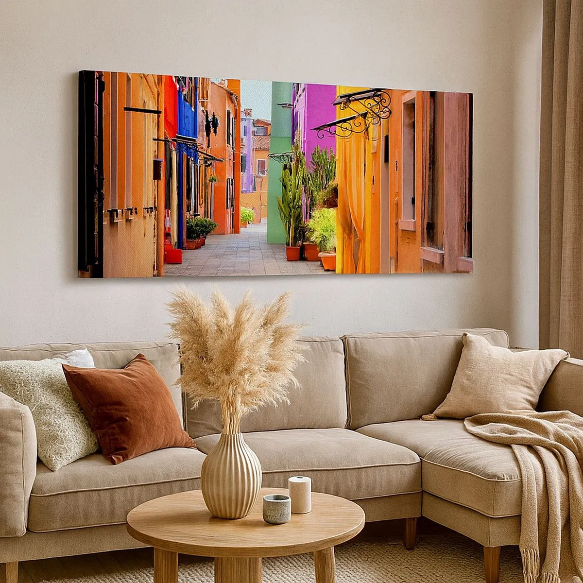 Quadro em tela - Beco arco-íris - 100x40 cm
