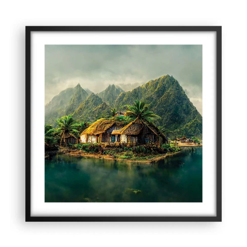 Pôster com moldura preta - Paraíso Tropical - 50x50 cm