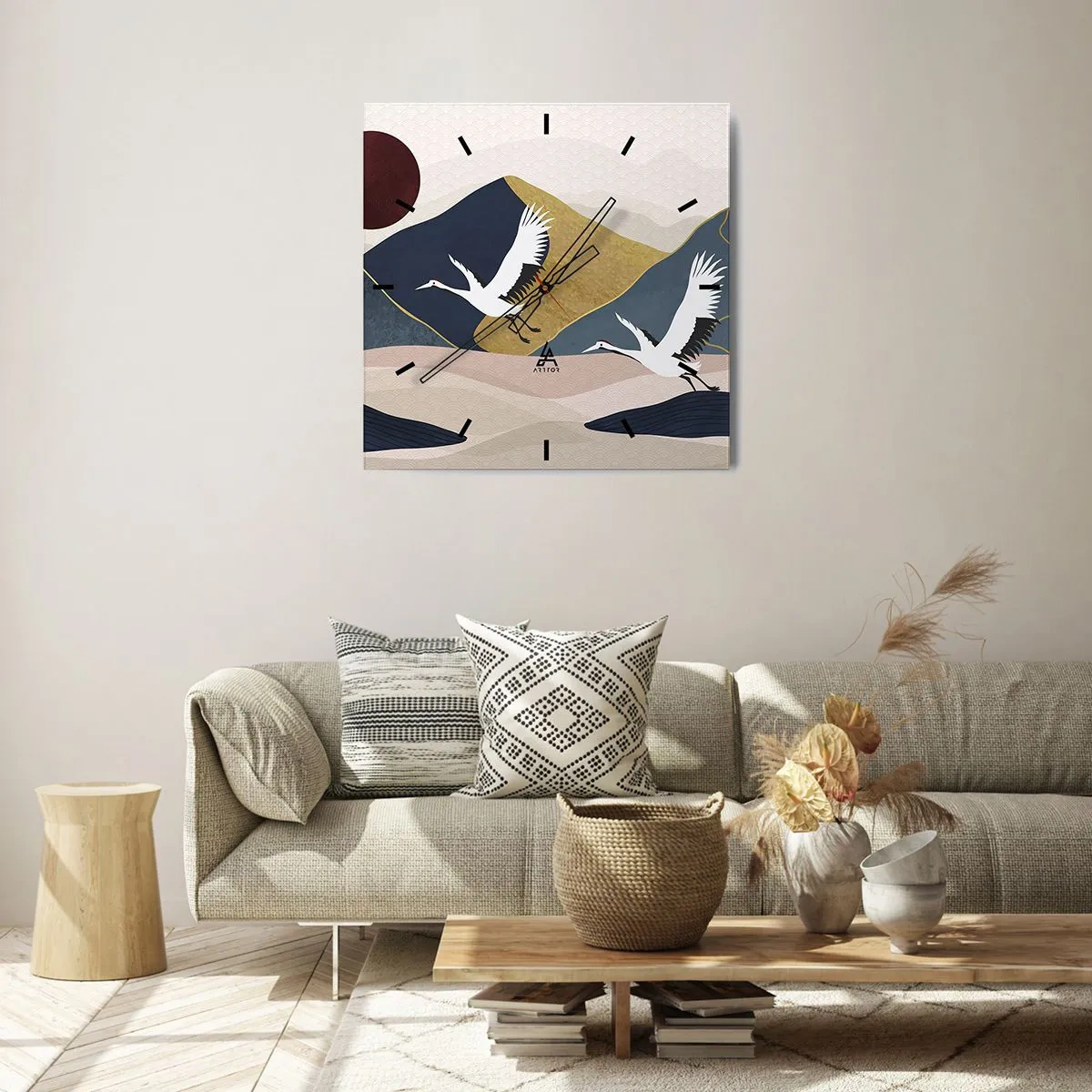 Relógio de parede - Relógio em vidro - E o dia acaba novamente - 40x40 cm