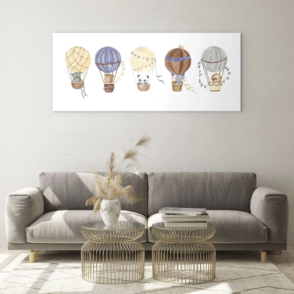 Quadro em vidro - Amigos em movimento - 90x30 cm