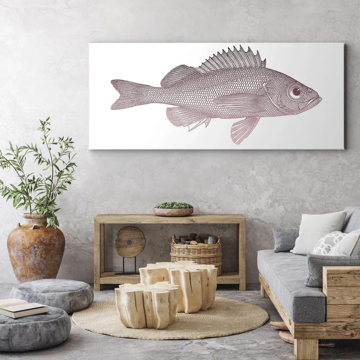 Quadro em tela - Peixe de olhos grandes - 160x50 cm