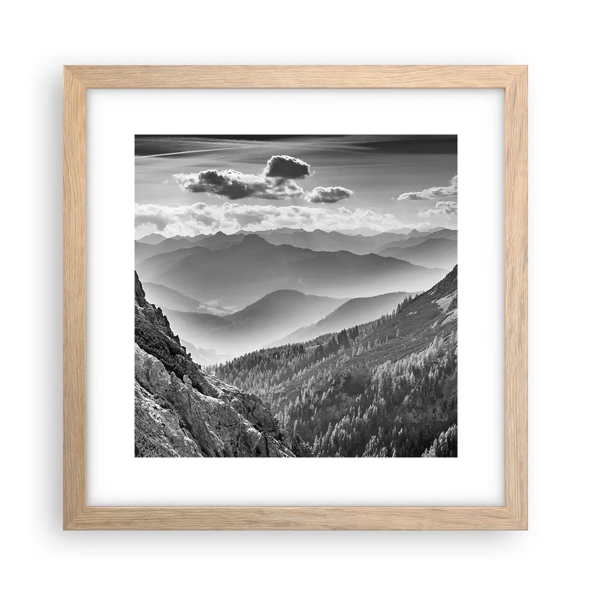 Pôster com moldura de carvalho claro - Até ao horizonte - 30x30 cm