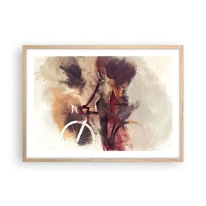 Pôster com moldura de carvalho claro - Uma alma de bicicleta em formas de mármore - 70x50 cm