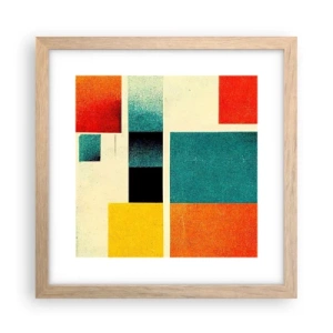 Pôster com moldura de carvalho claro - Abstração geométrica – boa energia - 30x30 cm