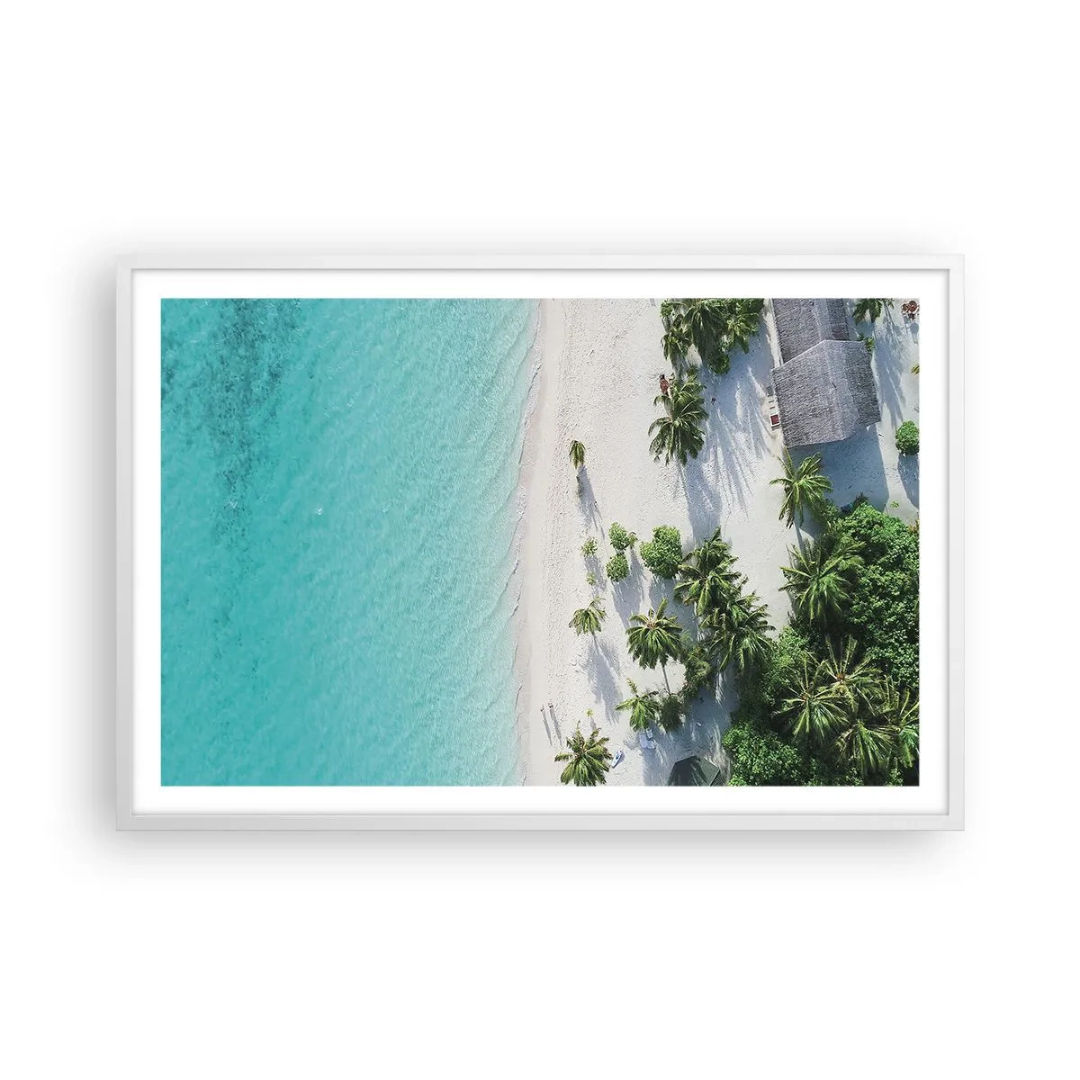 Pôster em moldura branca - Férias no paraíso - 91x61 cm