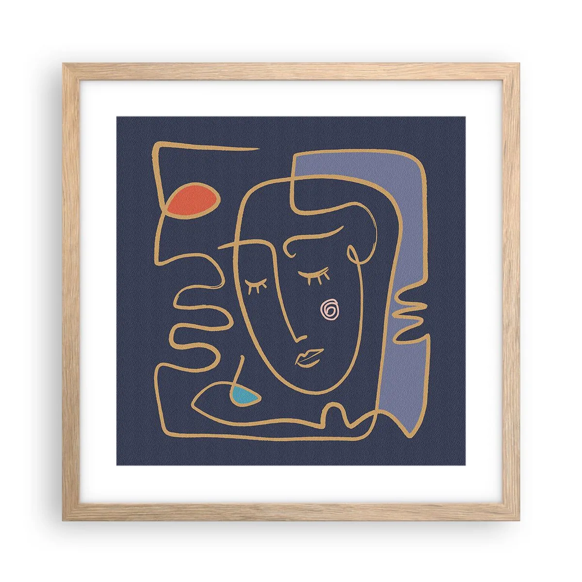 Pôster com moldura de carvalho claro - Nos pensamentos - 40x40 cm
